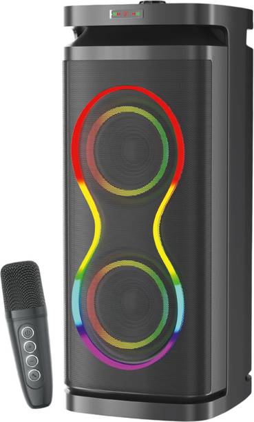 V WORTEX Party Speaker with Wireless Mic | Boom Box Speaker | RGB Lights | Deep Bass| 50 W Bluetooth Speaker