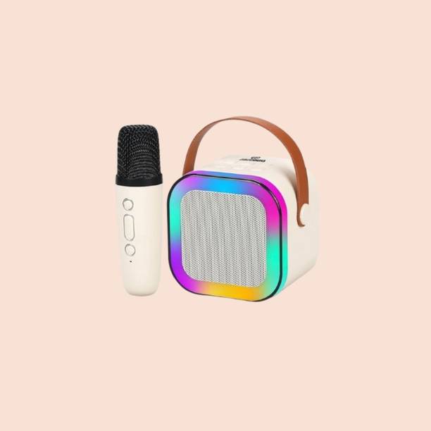 NAMAN Rechargeable Mini Singing Speaker with LED Lights, Mic 5 W Bluetooth Speaker