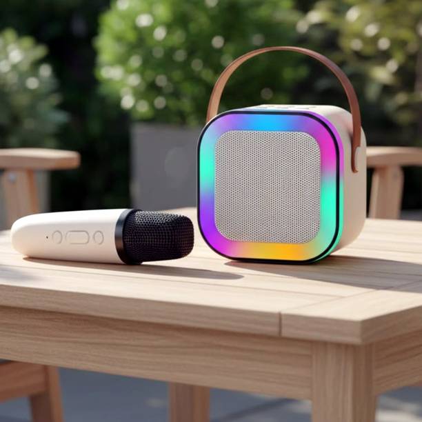 Mobtude Bluetooth Speaker with Mic, Portable Music System Colorful Lights Rechargeable 5 W Bluetooth Speaker