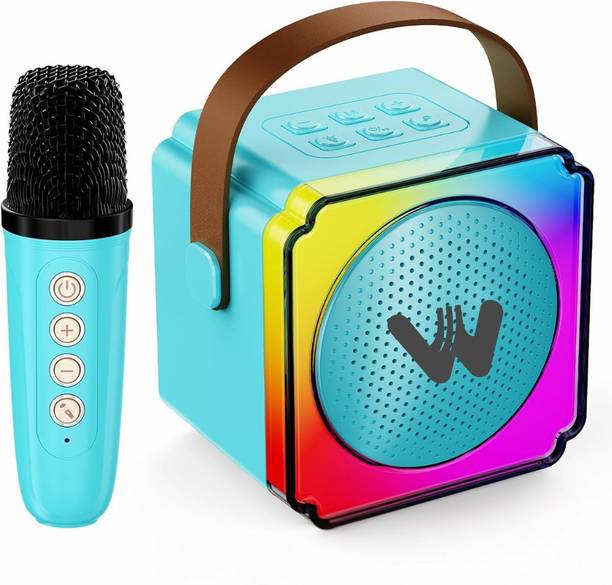 WOOS Dynamic RGB Lights, Wireless Microphone, AUX USB TF Input Karaoke Speaker 7 W Bluetooth Speaker