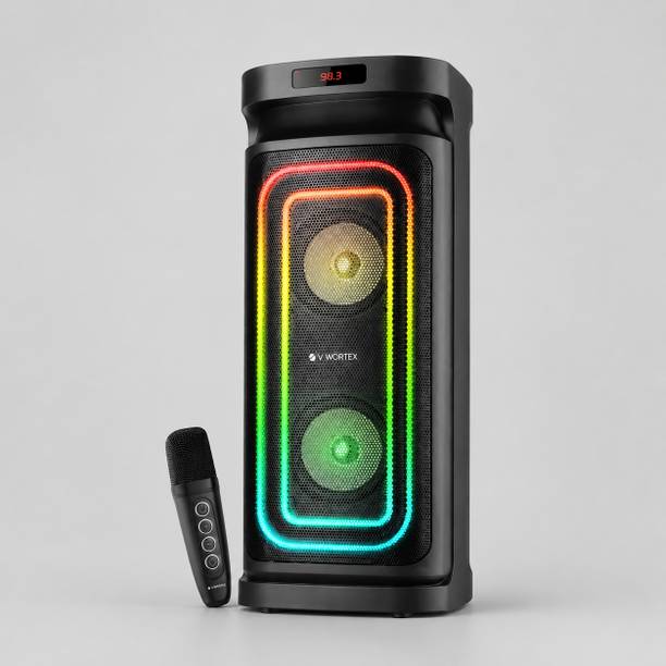 V WORTEX Party Speaker with Wireless Mic | Boom Box Speaker | RGB Lights | Deep Bass| 50 W Bluetooth Speaker
