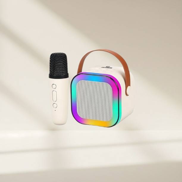 NAMAN Rechargeable Mini Singing Speaker with LED Lights, Mic 5 W Bluetooth Speaker