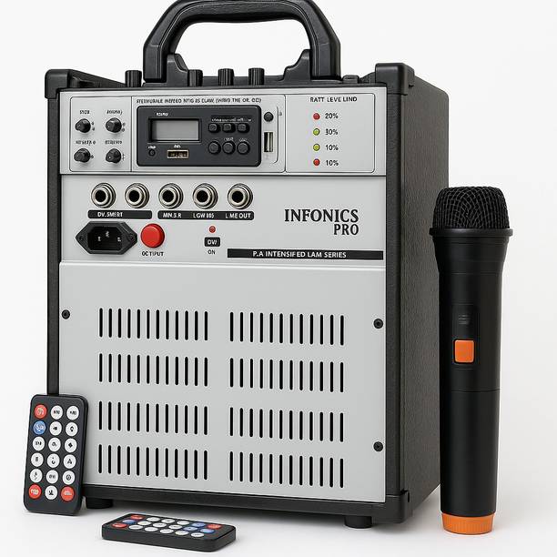 INFONICSPRO Wireless Mic Support, Rechargeable, Remote Control 70 W Bluetooth PA Speaker