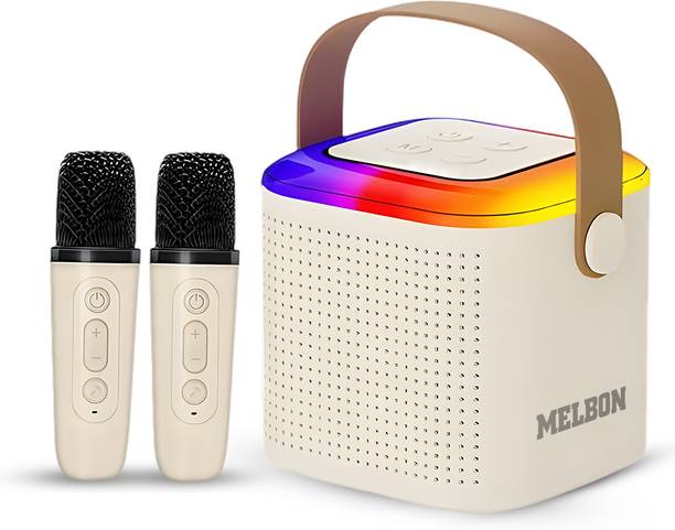 Melbon Mobile & Tablet Speaker with 2 Wireless handheled Microphones with 6 magic voice 10 W Bluetooth Party Speaker