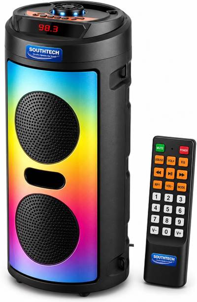 SOUTHTECH Party Pal Bluetooth Party Tower Speaker|Dual Woofer|Dancing RGB Lights|Remote| 40 W Bluetooth Party Speaker