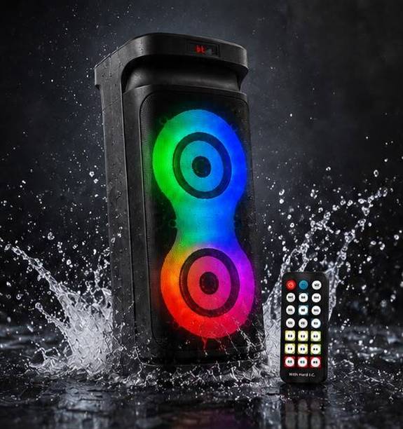 ZEKLY DJ Speaker & Sound Box . 80W Tower Speaker | Dual Woofer RGB Lights | Remote | 80 W Bluetooth Party Speaker