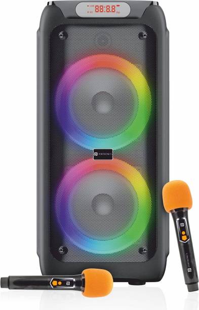 Portronics 150W Iron Beats 5 Party Speaker with Dual Wireless Karaoke Mic,Guitar In,BT V5.3 150 W Bluetooth Party Speaker