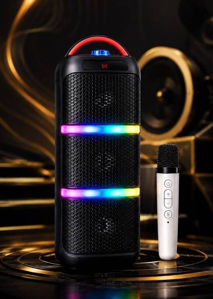 APH PRIME 100W Bluetooth Tower Speaker | Dual Woofer RGB Lights | Wireless Mic | 100 W Bluetooth Party Speaker