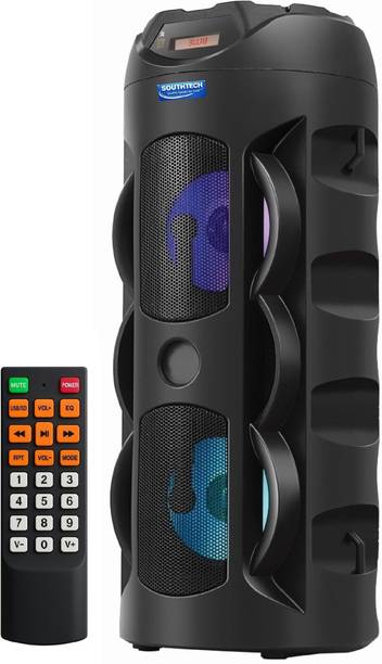 SOUTHTECH 40W Bluetooth Tower Speaker | Dual Woofer RGB Lights | Remote | 40 W Bluetooth Party Speaker