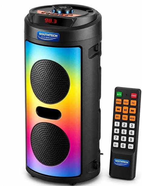 SOUTHTECH Party Pal Bluetooth Party Tower Speaker|Dual Woofer|Dancing RGB Lights|Remote| 40 W Bluetooth Party Speaker