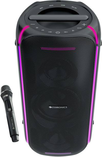 ZEBRONICS Party Fyre 100 Trolley Speaker 6 Playback,Wireless Mic with Display,USB, AUX 90 W Bluetooth Party Speaker