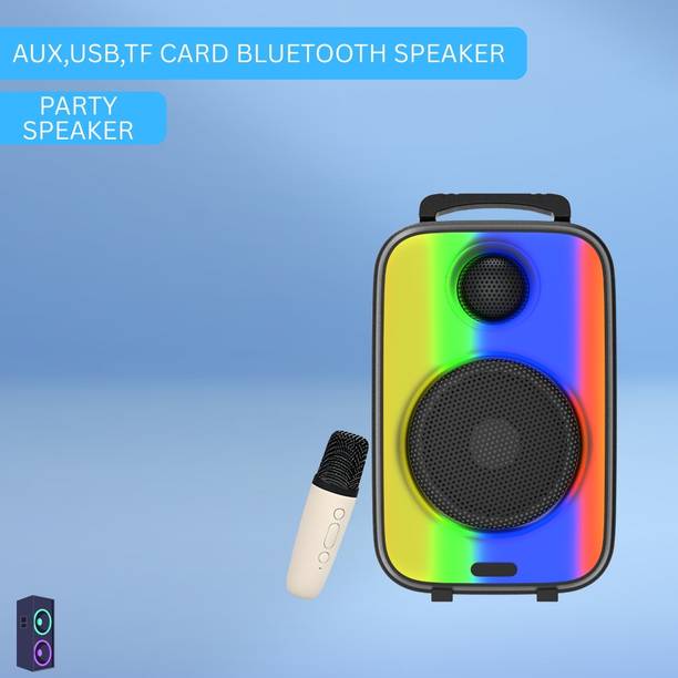 SACRO Rainbow (WIRELESS TROLLEY SPEAKER)Karaoke Mic & RGB Light With Hi Bass SoundQ98 35 W Bluetooth Party Speaker