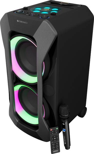 ZEBRONICS ROXOR PLUS Trolley,Upto 5 hrs Playtime, Wireless Mic, Mic & Guitar IN 180 W Bluetooth Party Speaker