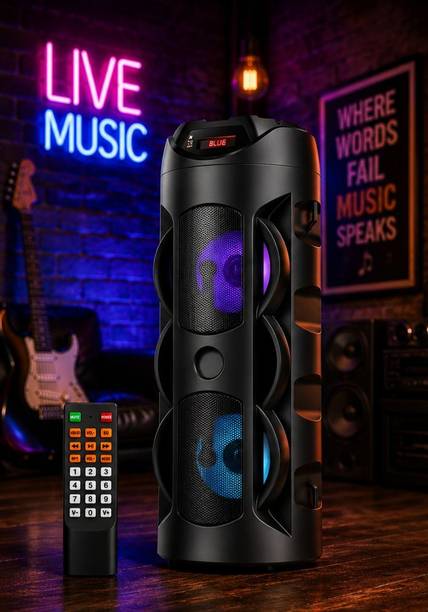 ZEKLY 40W Bluetooth Tower Speaker | Dual Woofer RGB Lights | Remote | 40 W Bluetooth Party Speaker