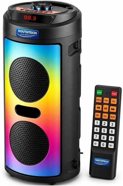 SOUTHTECH Party Pal Bluetooth Party Tower Speaker|Dual Woofer|Dancing RGB Lights|Remote| 40 W Bluetooth Party Speaker
