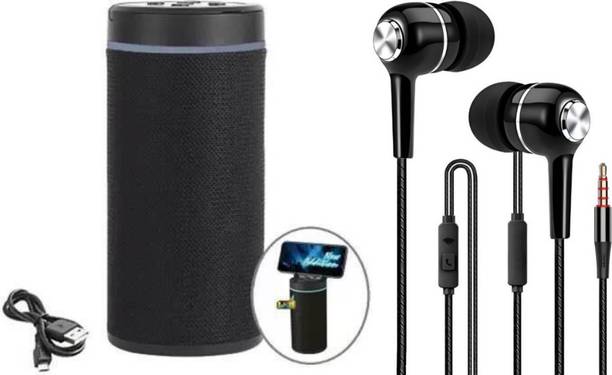 SSVOCATIONPOINT Combo Pack Wireless Bluetooth Deep Sound Speaker With High Base Earphone (Black) with Google Assistant Smart Speaker