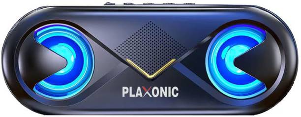 Plaxonic Gaze Tune Bluetooth Speaker, 10W Stereo Sound, Bass, 12H Playtime,Mic,RGB lights with Google Assistant Smart Speaker