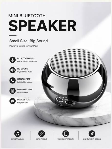 NAMAN Mini Wireless Bluetooth Speaker with Wireless Power Button Controlled with Google, Alexa & Siri Assistant Smart Speaker