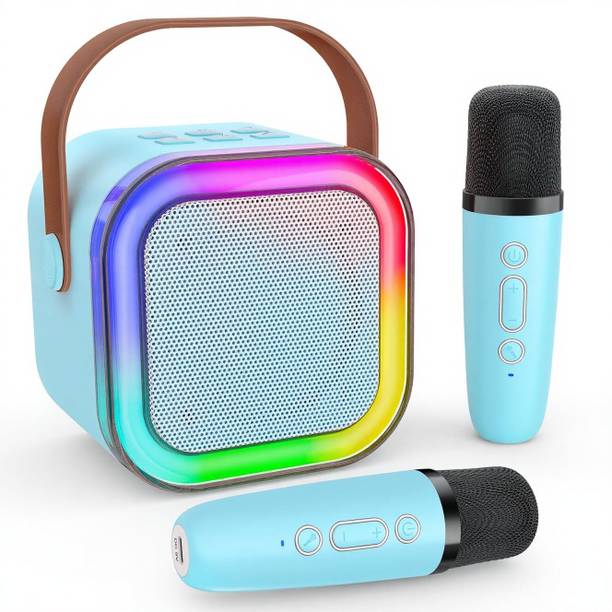 YGM Acoustic Foams Acoustic Foams-Portable Karaoke LED with 2 Mic,5-6 Hrs Playtime & Voice Changing with Siri Assistant Smart Speaker