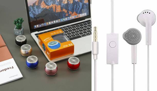 SSVOCATIONPOINT Combo Pack A+ Sound mini Speaker SD Card Support Good Sound Earphone 1.2M with Google Assistant Smart Speaker