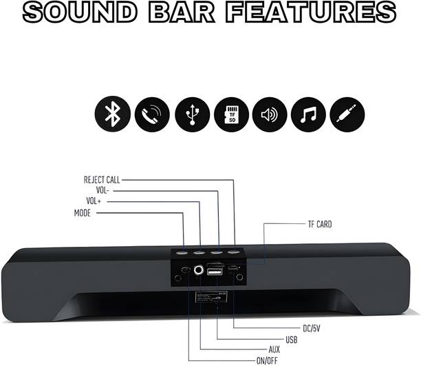 FRONY 20W Bluetooth Soundbar with 4 Hours Wireless PlayTime Bluetooth Speakers1f160 20 W Bluetooth Soundbar