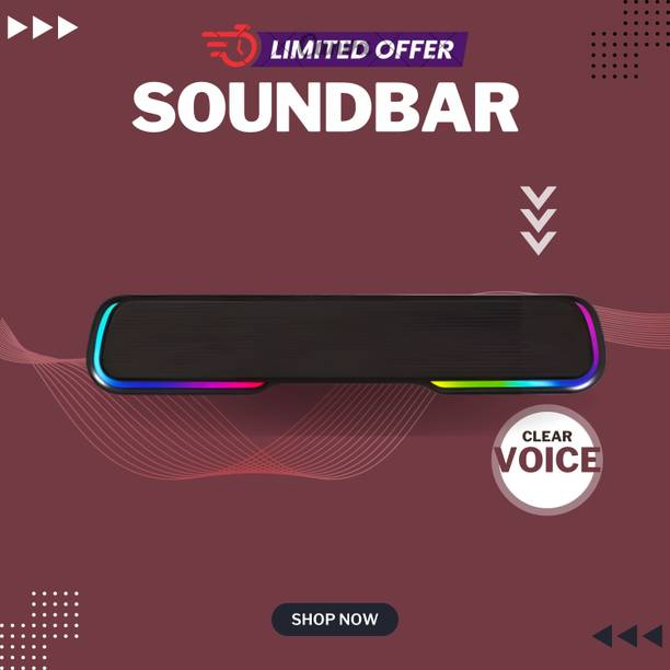 SYARA Bluetooth Soundbar Speaker 25W BTv5.1, AUX TF Card USB Upto 7 Hrs Playbacki458 25 W Bluetooth Soundbar