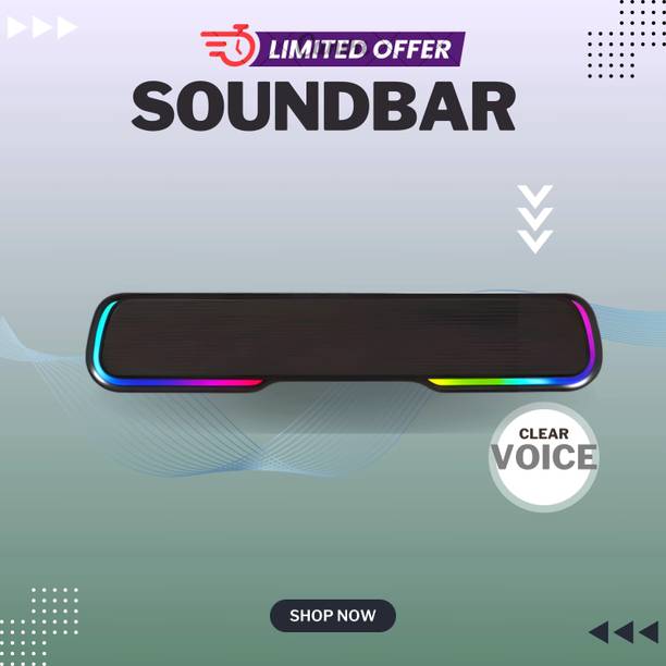 SYARA Bluetooth Soundbar Speaker 25W BTv5.1, AUX TF Card USB Upto 7 Hrs Playbacki123 25 W Bluetooth Soundbar