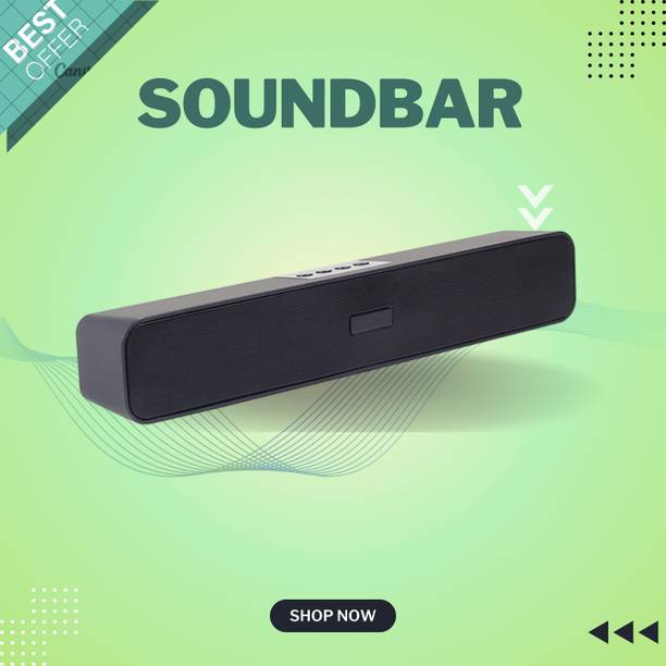 GUGGU Bluetooth Soundbar Speaker 12Hrs Playback, HD Stereo for Phone/PC/TV/Laptopi168 20 W Bluetooth Soundbar