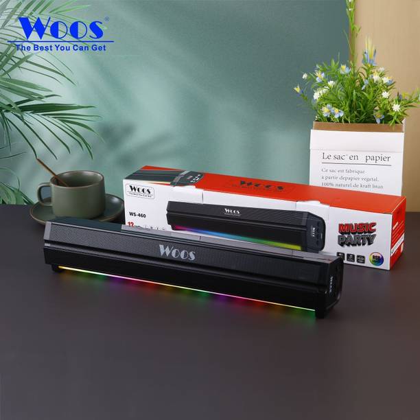 WOOS Bluetooth Soundbar ,RGB Lights with TWS, AUX, Bluetooth and USB 10 W Bluetooth Soundbar