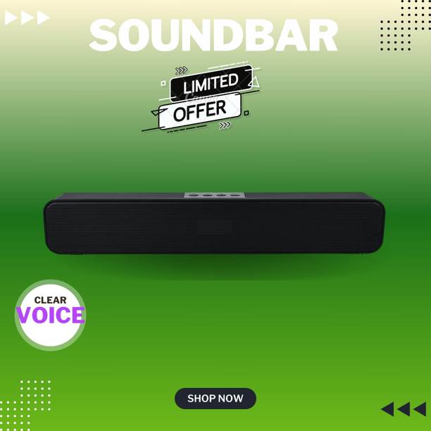 GUGGU Bluetooth Soundbar Speaker 12Hrs Playback, HD Stereo for Phone/PC/TV/Laptopi449 20 W Bluetooth Soundbar