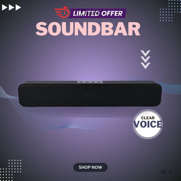 GUGGU Bluetooth Soundbar Speaker 12Hrs Playback, HD Stereo for Phone/PC/TV/Laptopi495 20 W Bluetooth Soundbar