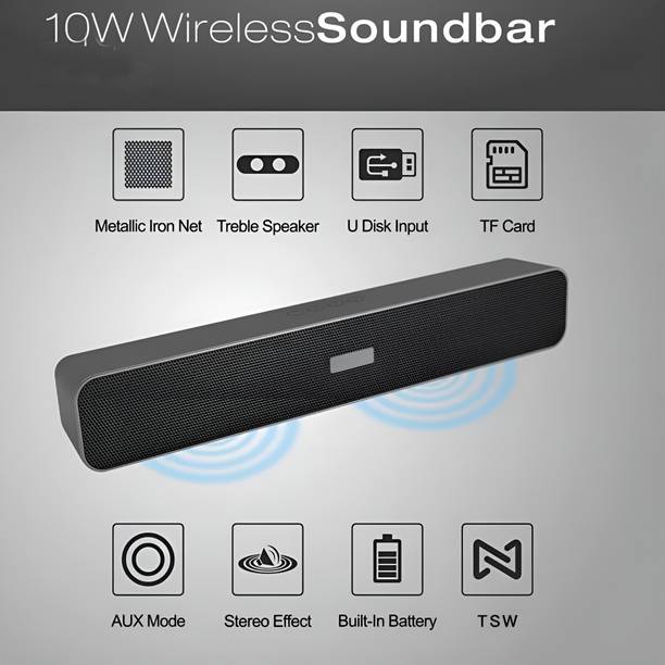 RZW Soundbar For 6.5 Hours Playtime Wireless Speaker for Parties -1 20 W Bluetooth Soundbar