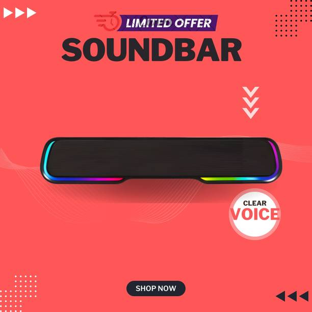 SYARA Bluetooth Soundbar Speaker 25W BTv5.1, AUX TF Card USB Upto 7 Hrs Playbacki484 25 W Bluetooth Soundbar