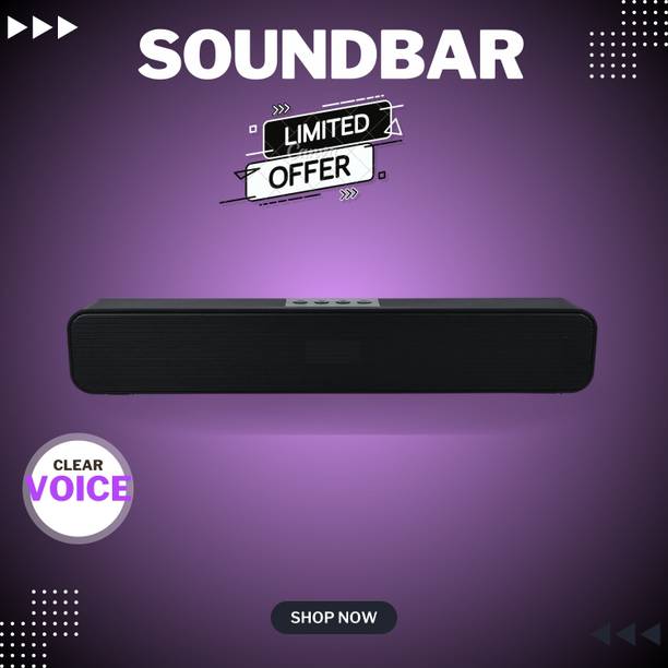 GUGGU Bluetooth Soundbar Speaker 12Hrs Playback, HD Stereo for Phone/PC/TV/Laptopi321 20 W Bluetooth Soundbar