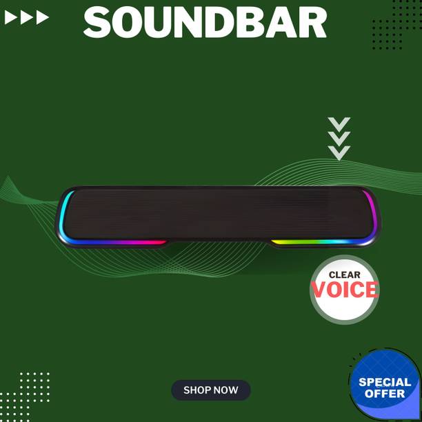 SYARA Bluetooth Soundbar Speaker 25W BTv5.1, AUX TF Card USB Upto 7 Hrs Playbacki408 25 W Bluetooth Soundbar