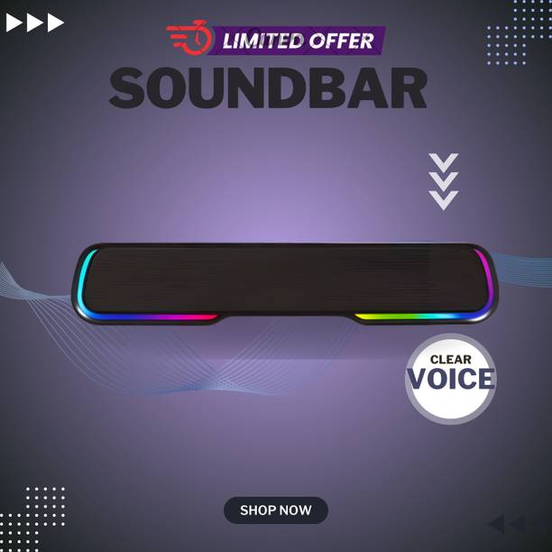 SYARA Bluetooth Soundbar Speaker 25W BTv5.1, AUX TF Card USB Upto 7 Hrs Playbacki433 25 W Bluetooth Soundbar