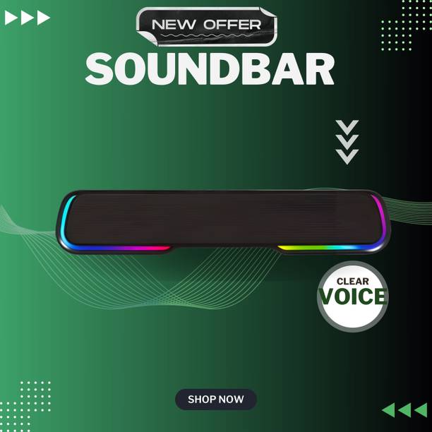 SYARA Bluetooth Soundbar Speaker 25W BTv5.1, AUX TF Card USB Upto 7 Hrs Playbacki382 25 W Bluetooth Soundbar