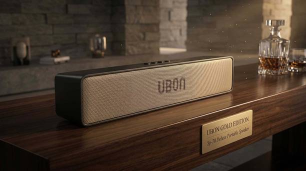 renotch Deluxe SP-70 Thunder Bass 16W Bluetooth Speaker v5.3 Portable Gold Series 16 W Bluetooth Soundbar