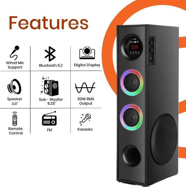ultiads 89-DSY Multimedia Tower Speaker Dj System 100 W Bluetooth Tower Speake 100 W Bluetooth Tower Speaker