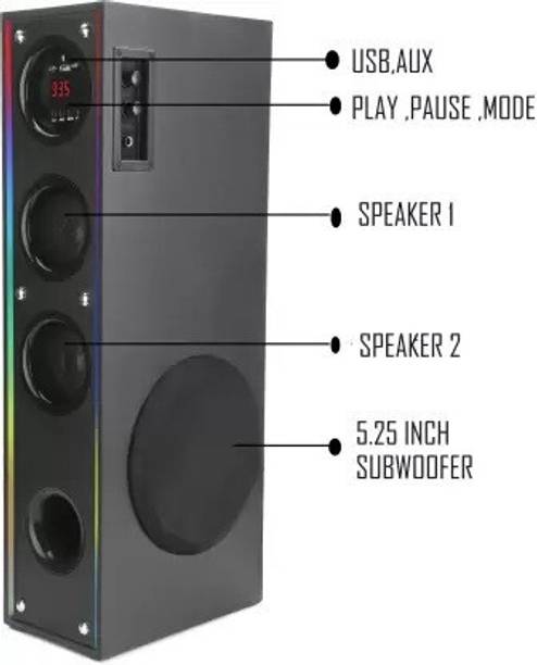 Quaranel NBC-7D/J Tower Multimedia Speaker System Remote Control 100 W Bluetooth Tower Speaker