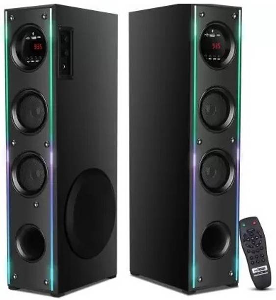 Quaranel Tower Speaker with Sub Woofer, Wooden Cabinet for Excellent Sound 100 W Bluetooth Party Speaker