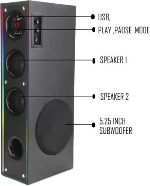 Quaranel 4-KK Tower Multimedia Speaker System Remote Control 100 W Bluetooth Tower Speaker