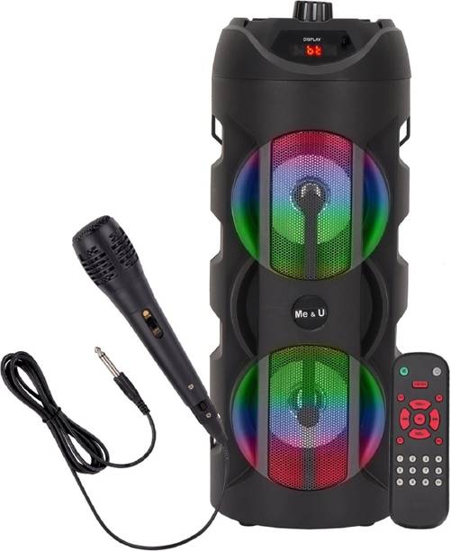 ME&U partymate upto10 Hours play time with FM AUX USB BT KARAOKE WIRED MIC RGB LIGHT 100 W Bluetooth Tower Speaker