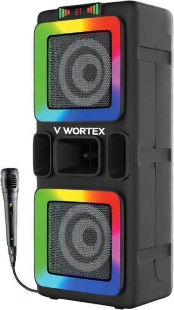 वी वर्टेक्स 50W PartySpeaker with Dual Bass Drivers I RGB LED Lights I Wired Mic I Deep Bass 50 W ब्लूटूथ