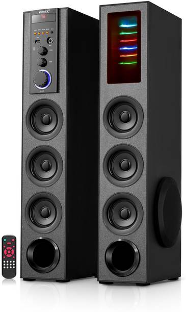 Vemax Bohca Bluetooth Twin Tower with Karaoke MIC Support, USB, AUX, FM 110 W Bluetooth Tower Speaker