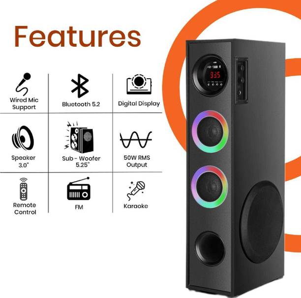 liluns VB-2/D Tower Multimedia Speaker System Remote Control 100 W Bluetooth Tower Speaker