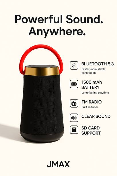 Jmax WSTER Wireless Speaker (1500mAh Battery) Supports FM, SD Card, USB & TWS 7 W Bluetooth Tower Speaker