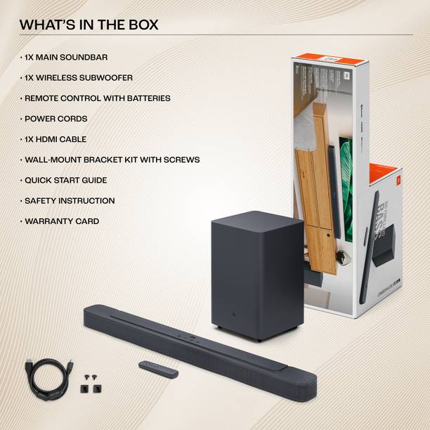 JBL Bar 2.1 Deep Bass (MK2), Dolby Digital, Wireless 6.5″ Subwoofer, HDMI 300 W Bluetooth Soundbar