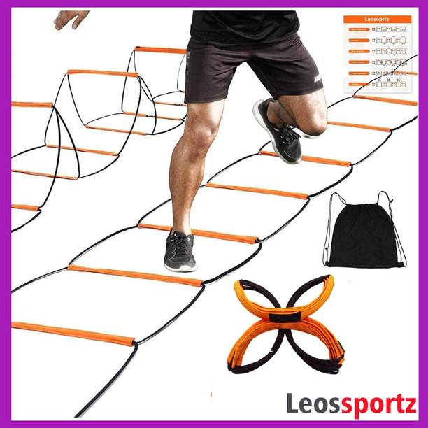Leosportz New style Hurdle Tangle Free (Agility Ladder, Orange, 11 Feet 8 Rungs Speed Ladder