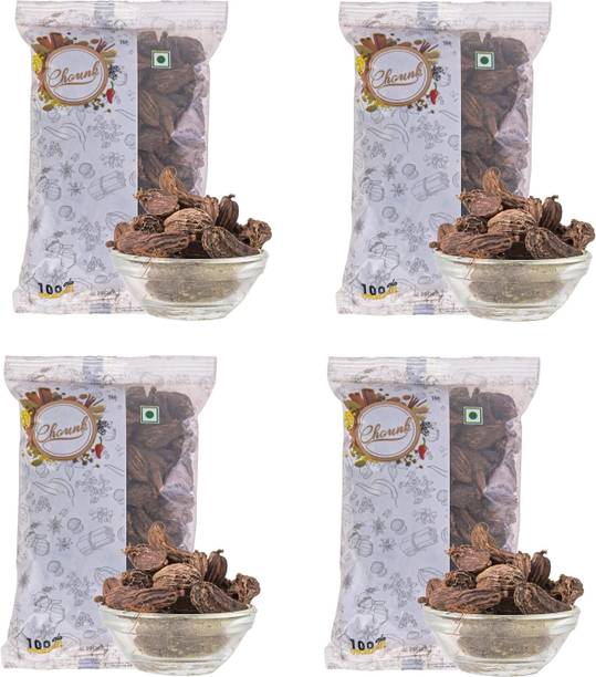 CHOUNK Black Large Cardamom (50g x 4 Pack) | Badi Elaichi | Preservative Free